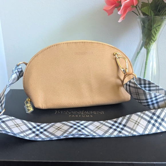 Burberry Beige Crossbody Bag with Plaid Strap - Picture 1 of 10